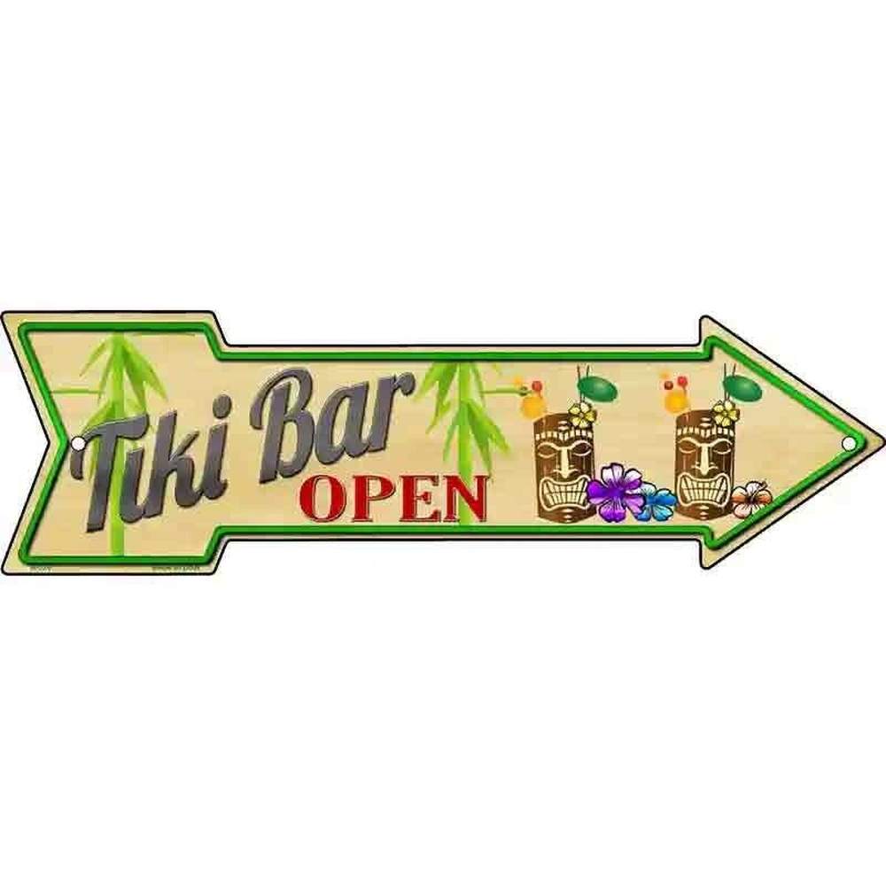 Tiki Bar Open Novelty Metal Arrow Sign 17" x 5" NEW! Home & Garden:Home Décor:Plaques & Signs Style Your Walls
